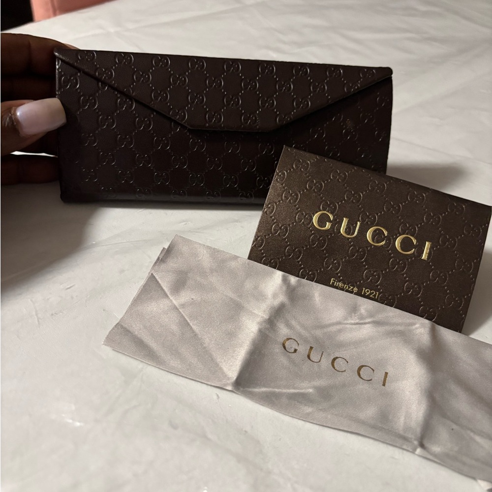 Gucci Dark Brown Leather eyeglass case